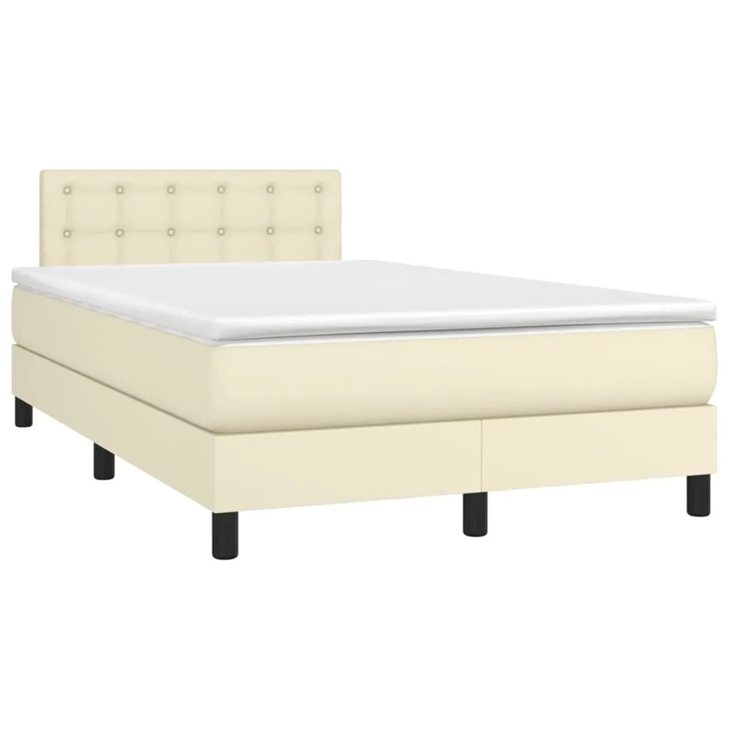 vidaXL Boxspringbett mit Matratze & LED Creme 120x200 cm Kunstleder 3134215