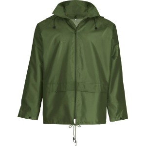 Olive safety&more Regenjacke Profi in Größe XXXL für Arbeitskleidung mit Kapuze.