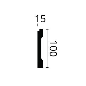 Profil der weißen NOEL & MARQUET Sockelleiste FD1, 100x15 mm, für Paneel-Zubehör.