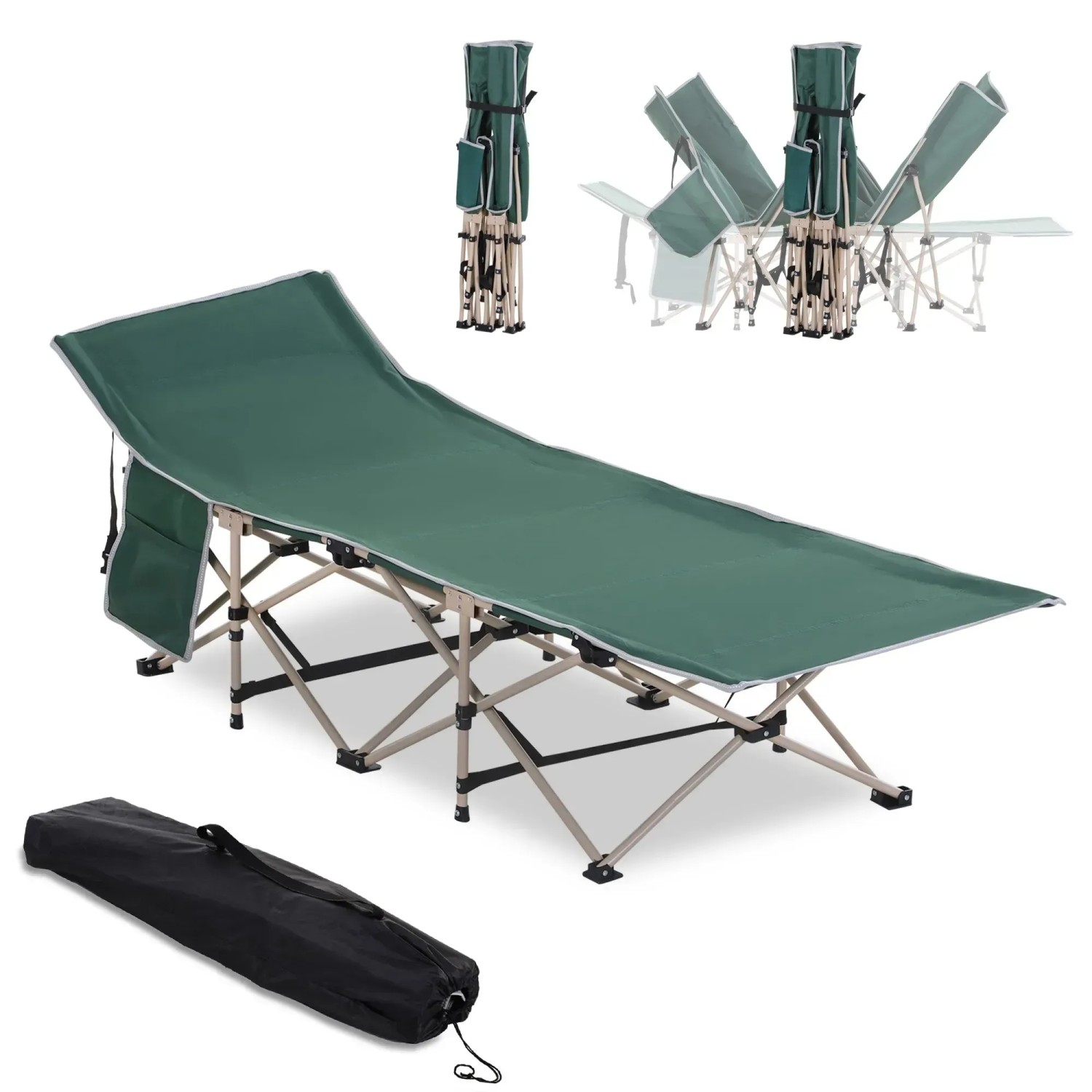 Outsunny Campingbett Stahl Oxfordstoff  190L x 68B x 52H cm