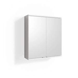 Weißer Vicco Badspiegelschrank Roy, 60x68 cm, mit zwei Spiegeltüren. Praktischer Spiegelschrank fürs Bad.