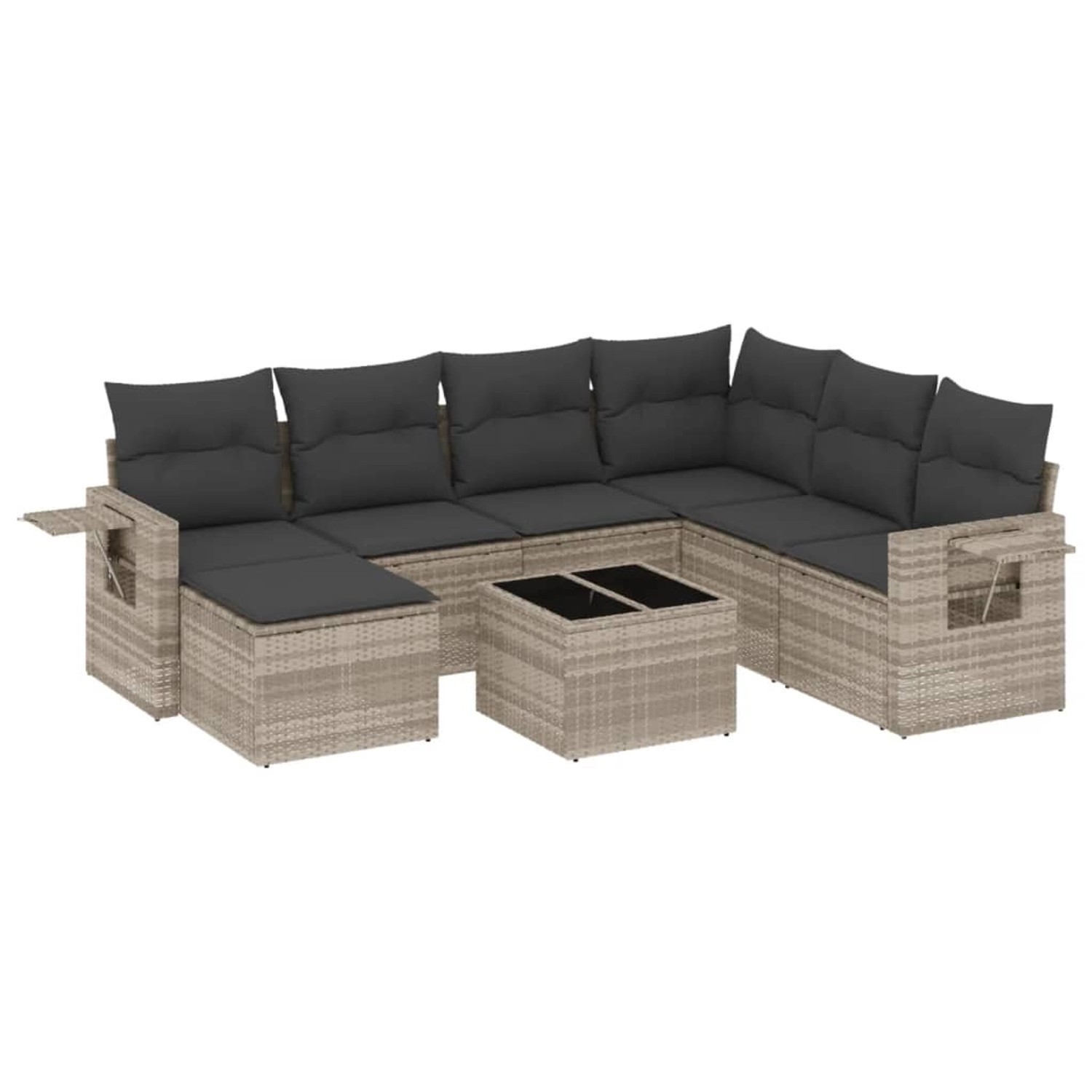 vidaXL 8-Tlg Garten-Sofagarnitur mit Kissen Hellgrau Poly Rattan 3252849 günstig online kaufen