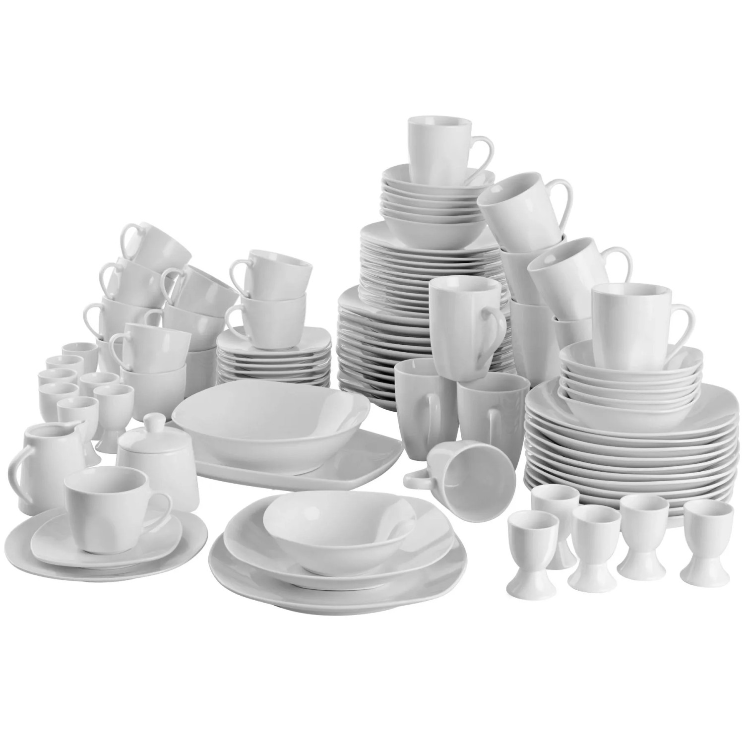 Tectake Kombiservice Salerno Für 12 Personen 100 Teilig  30 x 19 50 x 3 cm Weiß