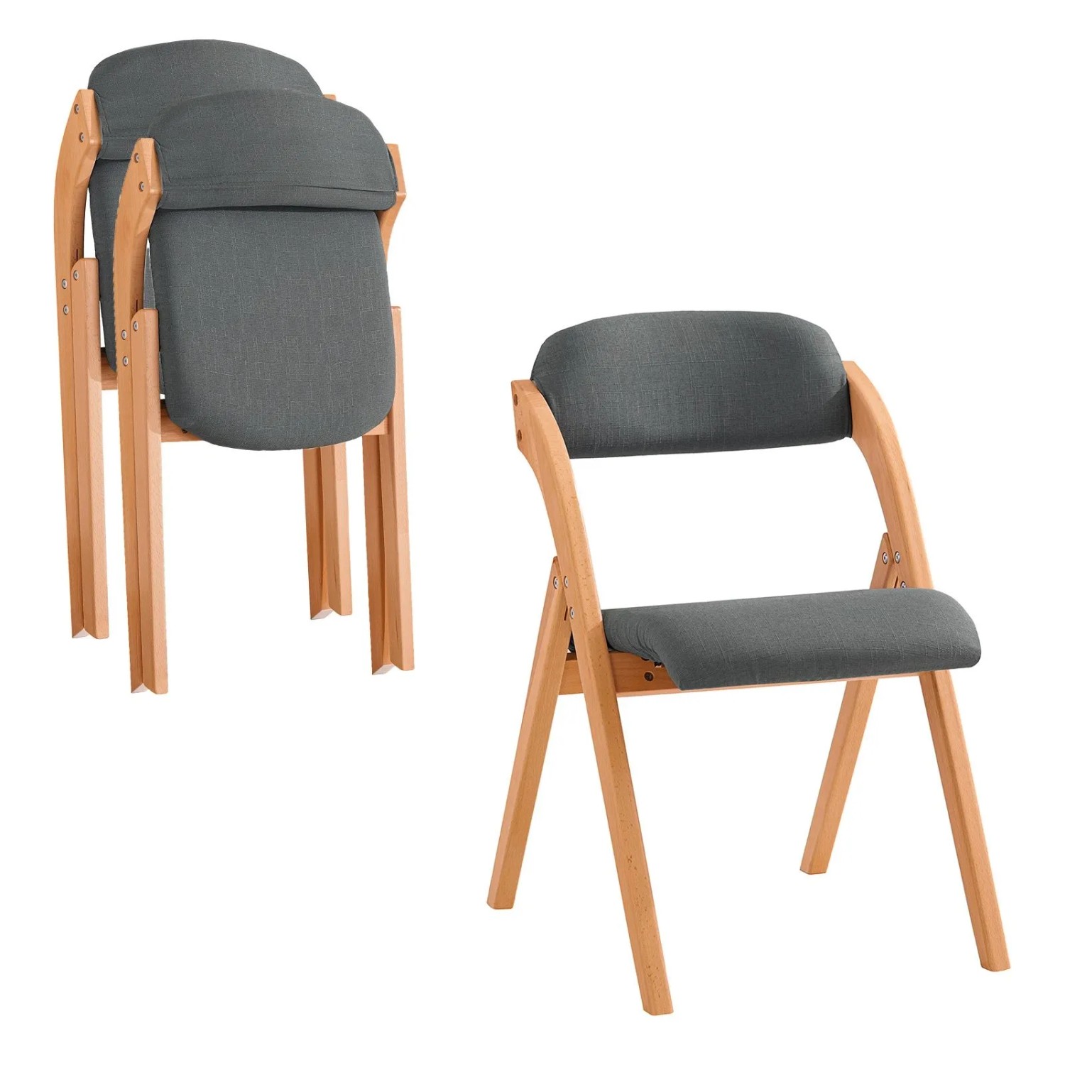 SoBuy 2er Set Esszimmerstuhl Klappstuhl Küchenstuhl Polsterstuhl mit Lehne günstig online kaufen