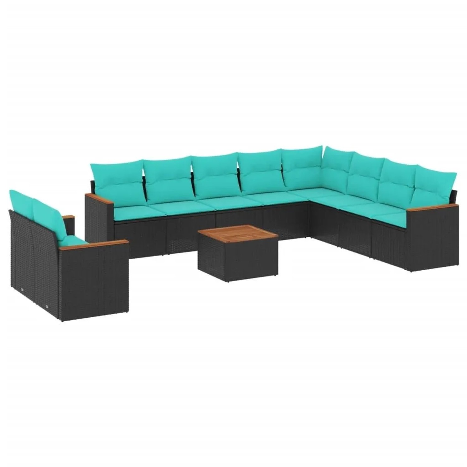 vidaXL 11-Tlg Gartensofa-Set mit Kissen Schwarz Polyrattan 3226120 günstig online kaufen