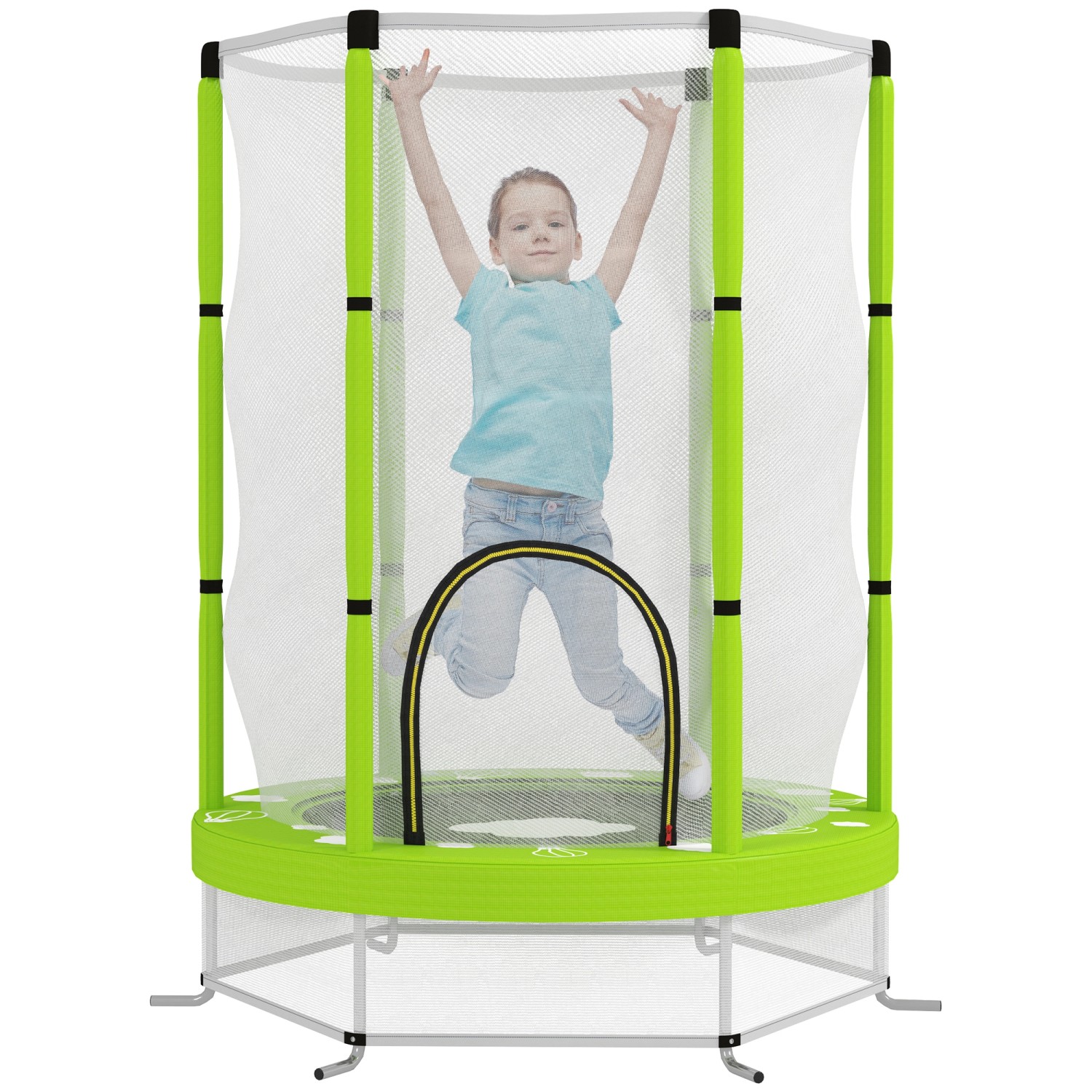 AIYAPLAY Kids Trampoline Stahl Kunststoff 140L x 140B x 190H cm