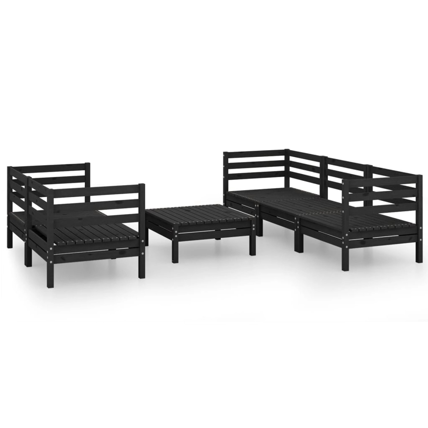 6-tlg. Garten-lounge-set Schwarz Massivholz Kiefer günstig online kaufen