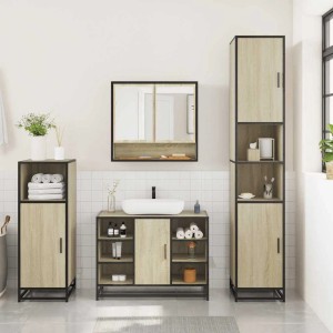 vidaXL 3-Tlg Badmöbel-Set Sonoma-Eiche Holzwerkstoff 3301001