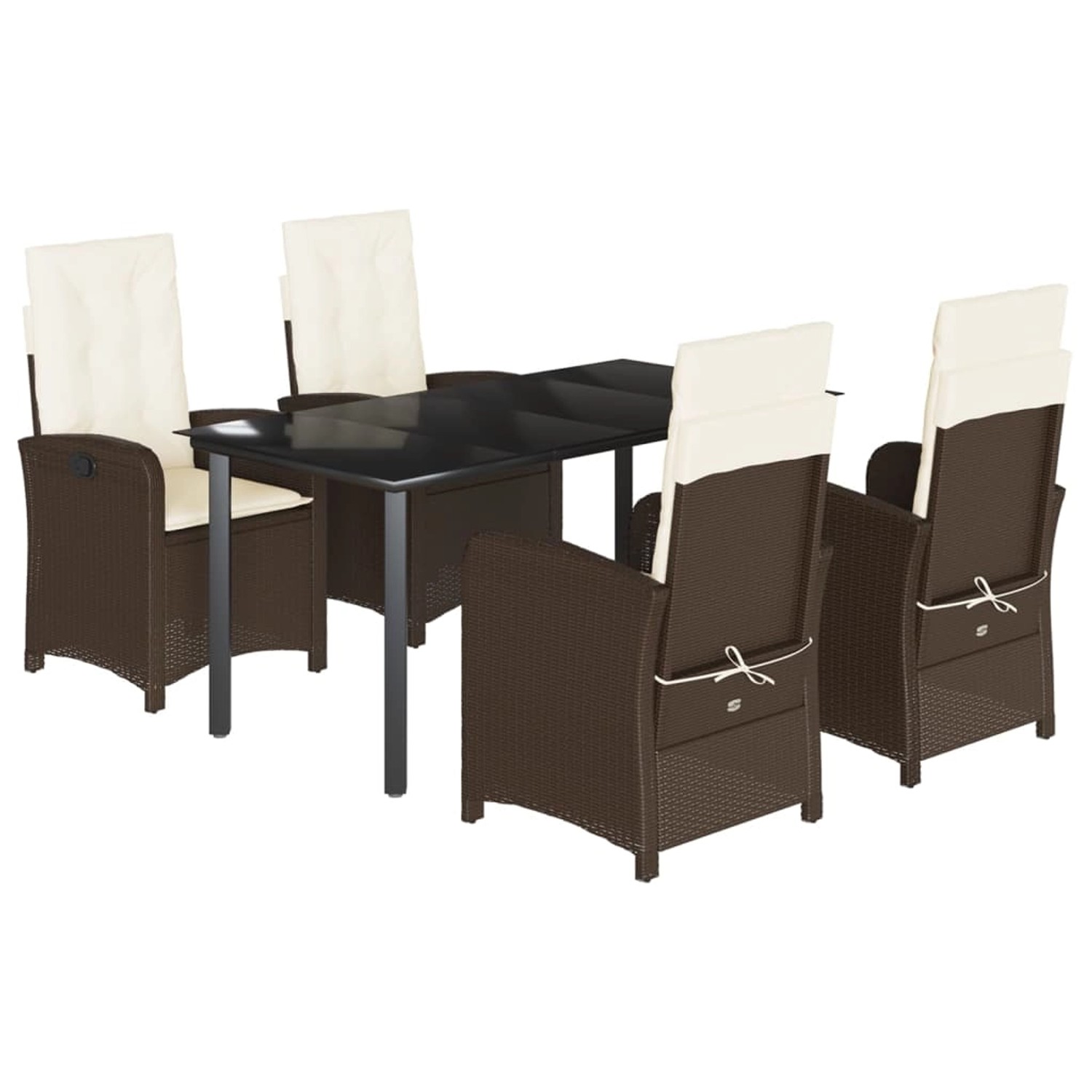 vidaXL 5-Tlg Garten-Essgruppe mit Kissen Braun Poly Rattan 3212344 günstig online kaufen