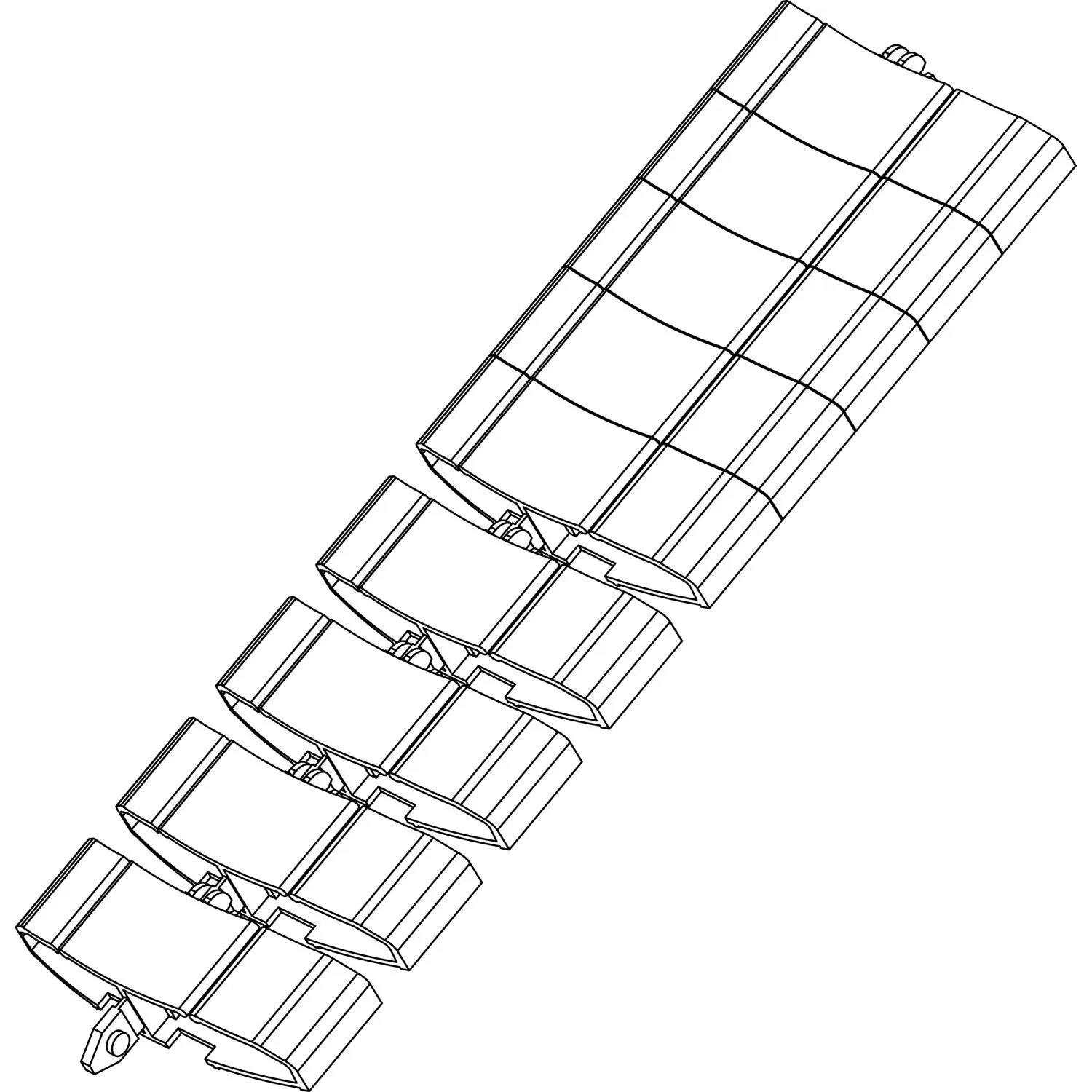 Evoline Wirelane flexibler Kabelkanal, schwarz, mit Kettengliedern, ausziehbar 750-1000mm, für Schreibtisch.