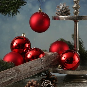 Marelida Weihnachtskugeln Baumschmuck Christbaumkugeln Bruchfest Glänzend Matt Rot 6St