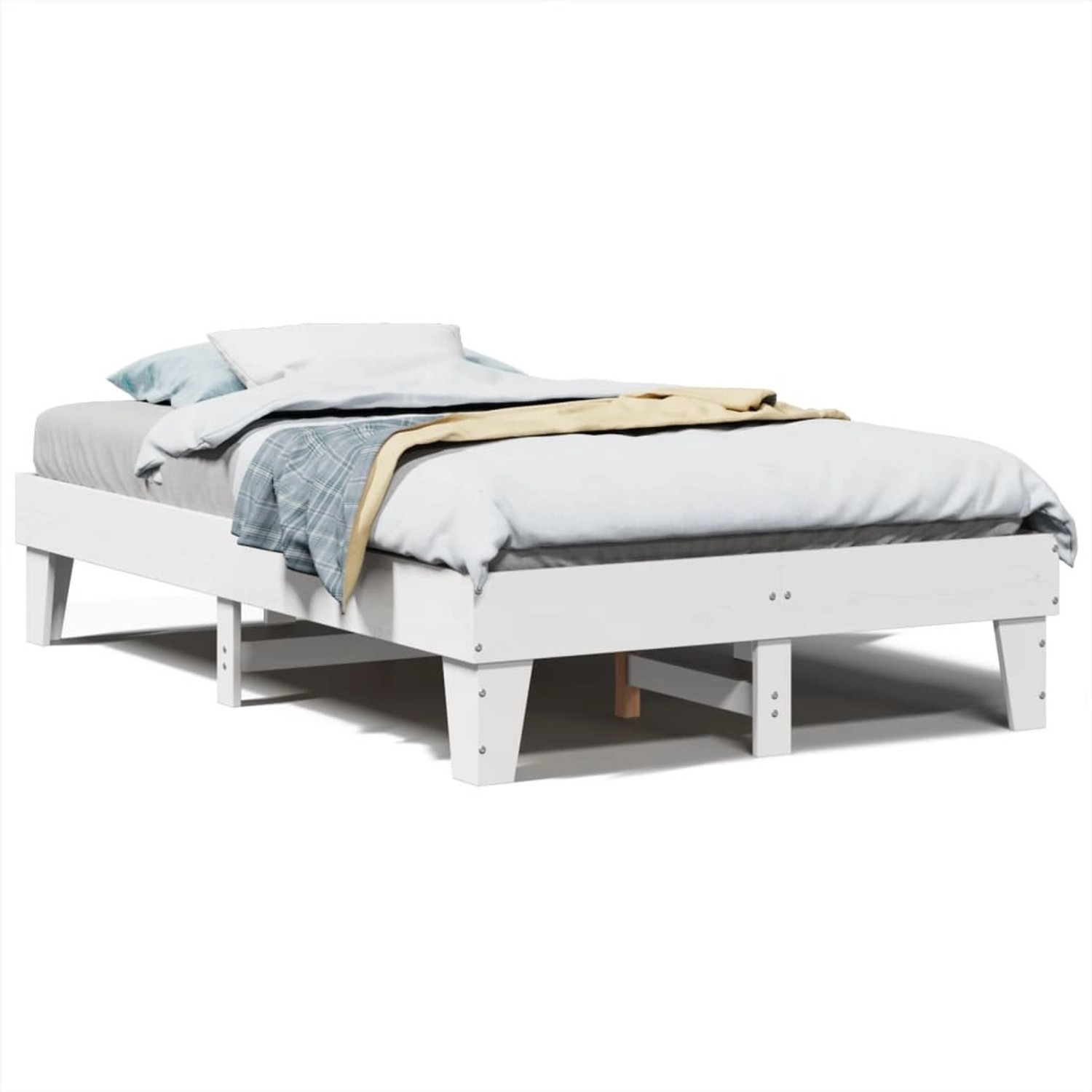 vidaXL Massivholzbett ohne Matratze Weiß 120x200 cm Kiefernholz 855359 günstig online kaufen