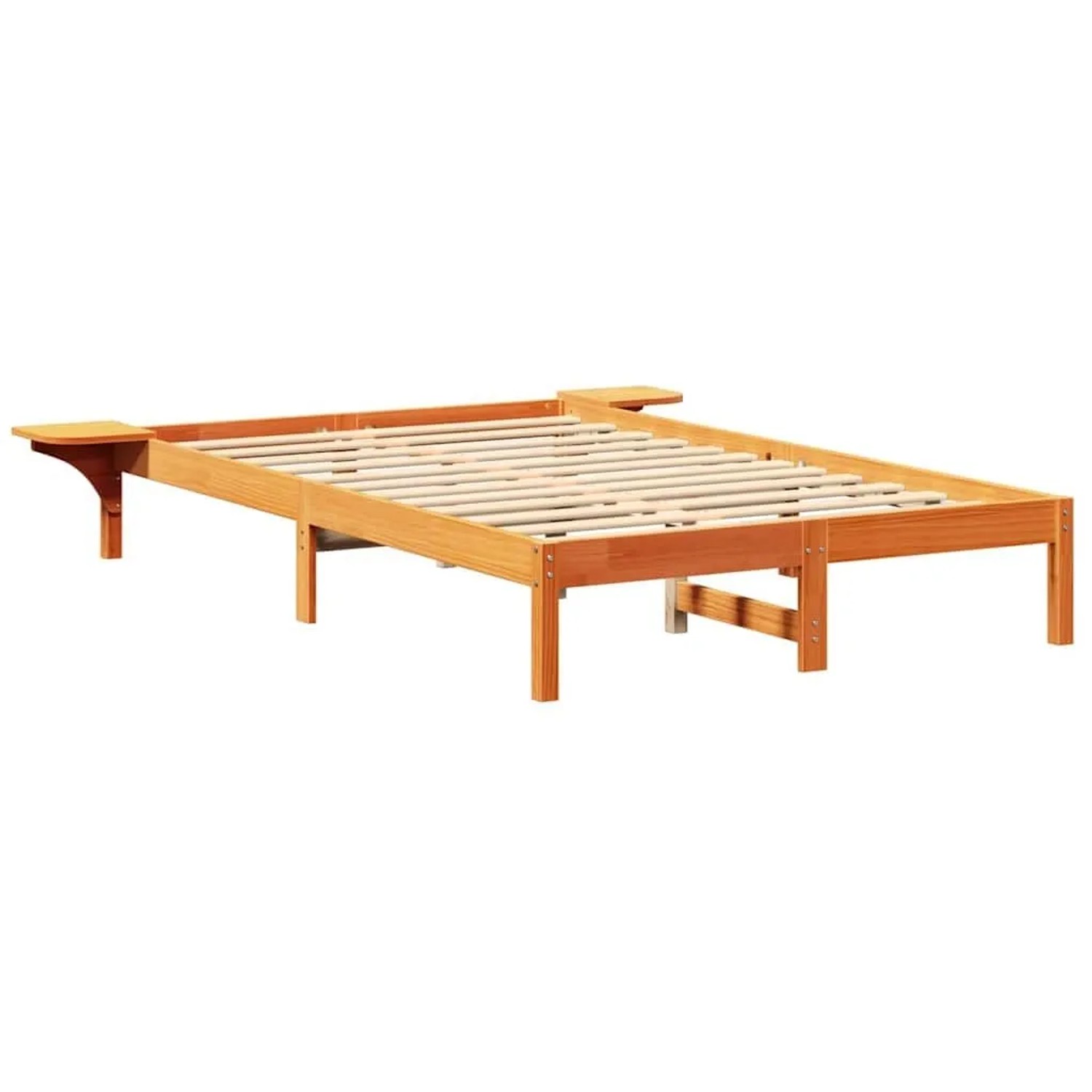 vidaXL Bettrahmen Wachsbraun 135 x 190 cm Massives Kiefernholz 873198