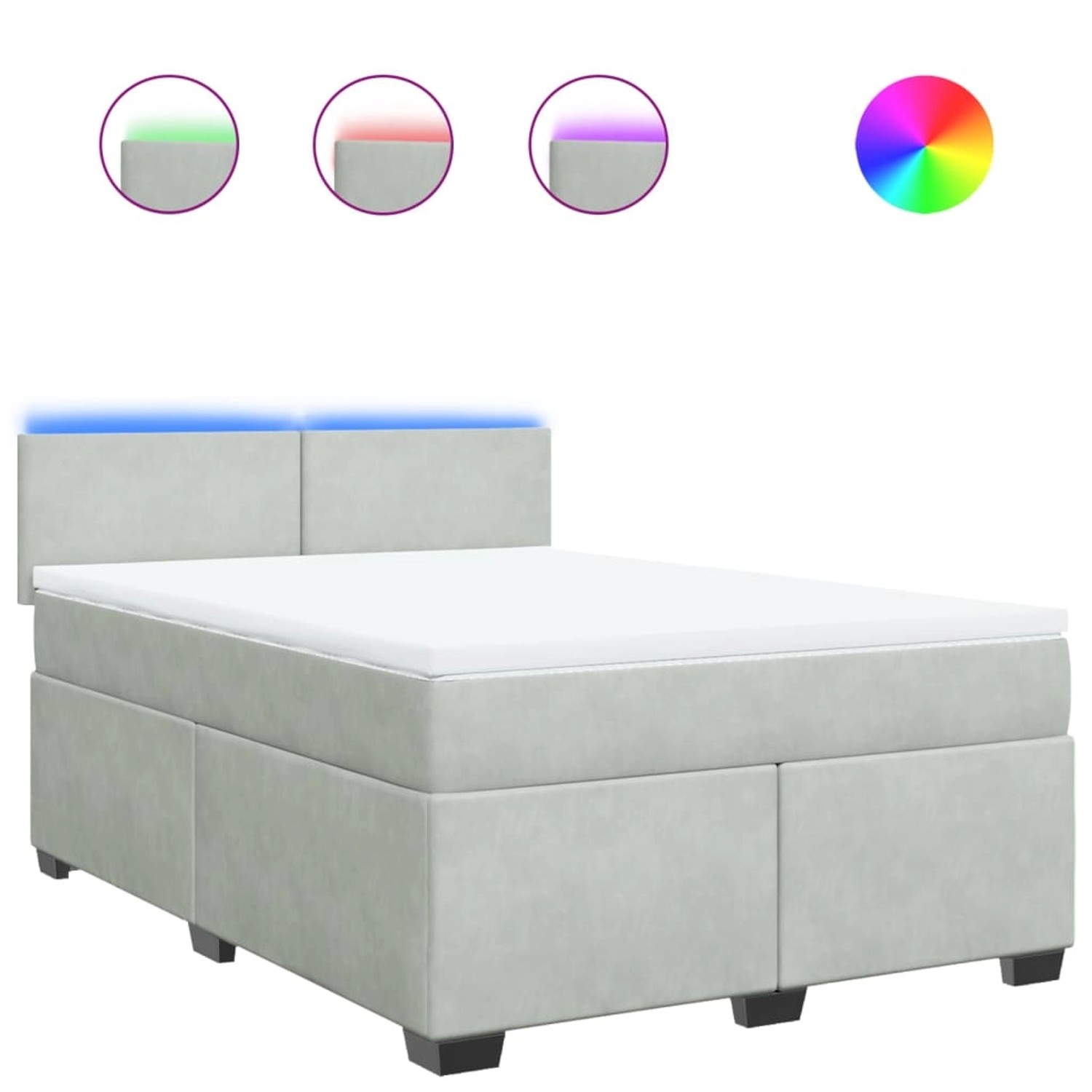 vidaXL Boxspringbett mit Matratze Hellgrau 160x200 cm Samt 3288648 günstig online kaufen