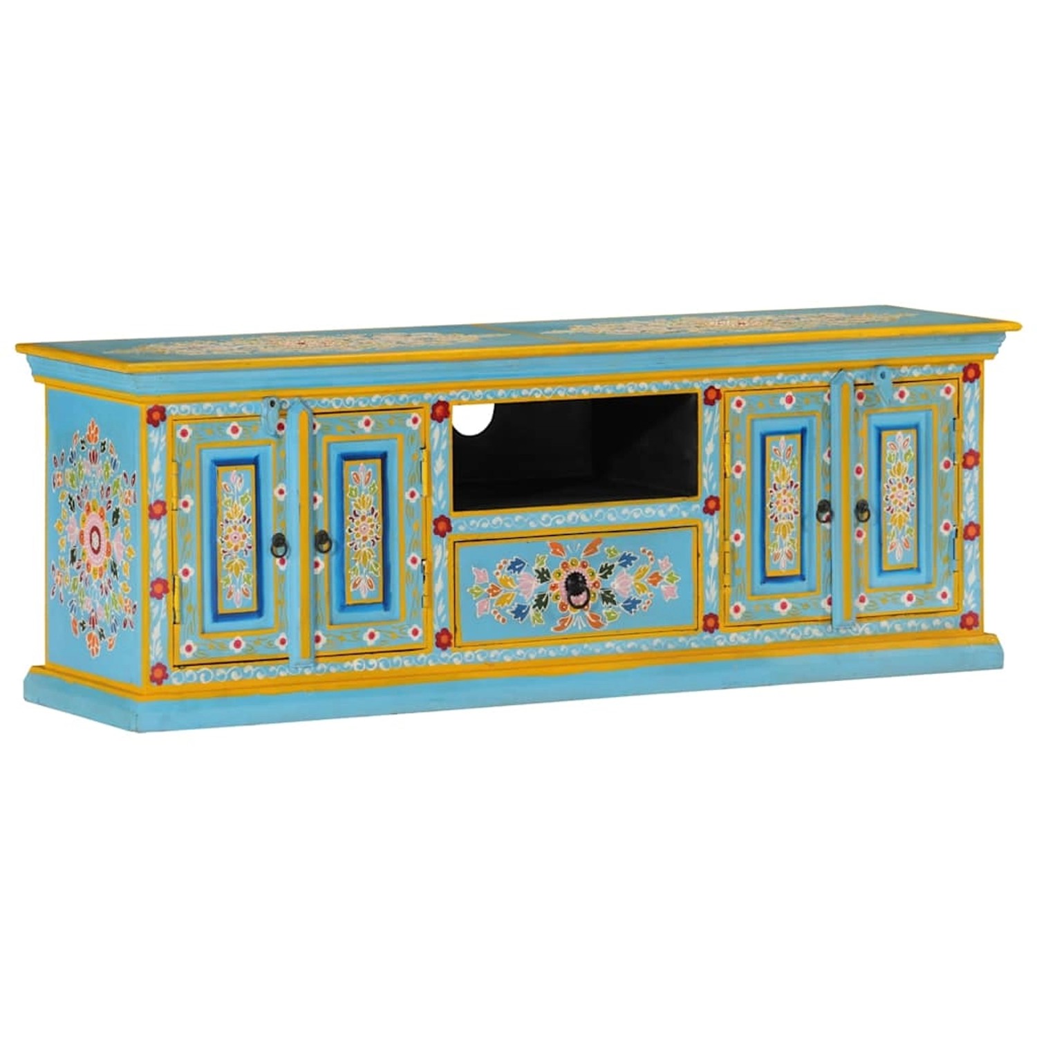 vidaXL TV-Schrank Blau 110x30x40 cm Massivholz Mango 353908