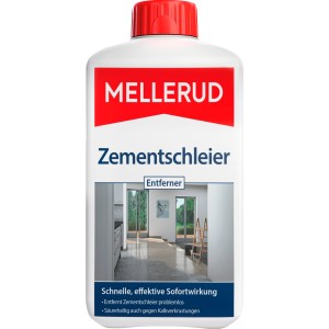 Flasche Mellerud Zementschleierentferner 1 l für säurefeste Oberflächen.