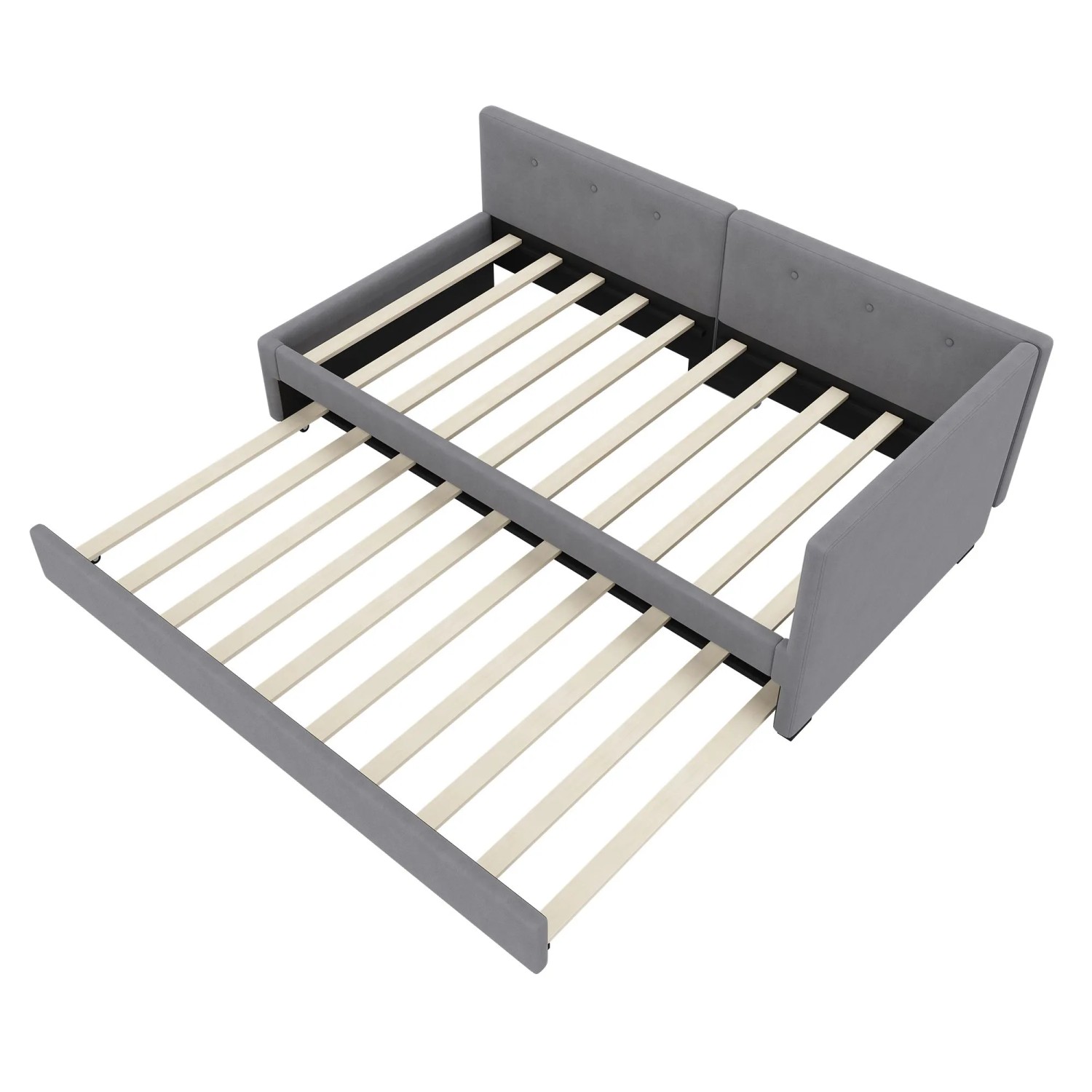 KOMHTOM Tagesbett 90x200Cm Mit Rollbett Schlafsofa Einzelbett Minimalistisches Styling Grau Ohne Matratze