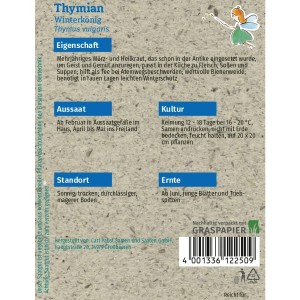 Saatguttüte Grüne Fee Thymian Winterkönig: Mehrjähriges, bienenfreundliches Kräutersamen für sonnige Standorte.