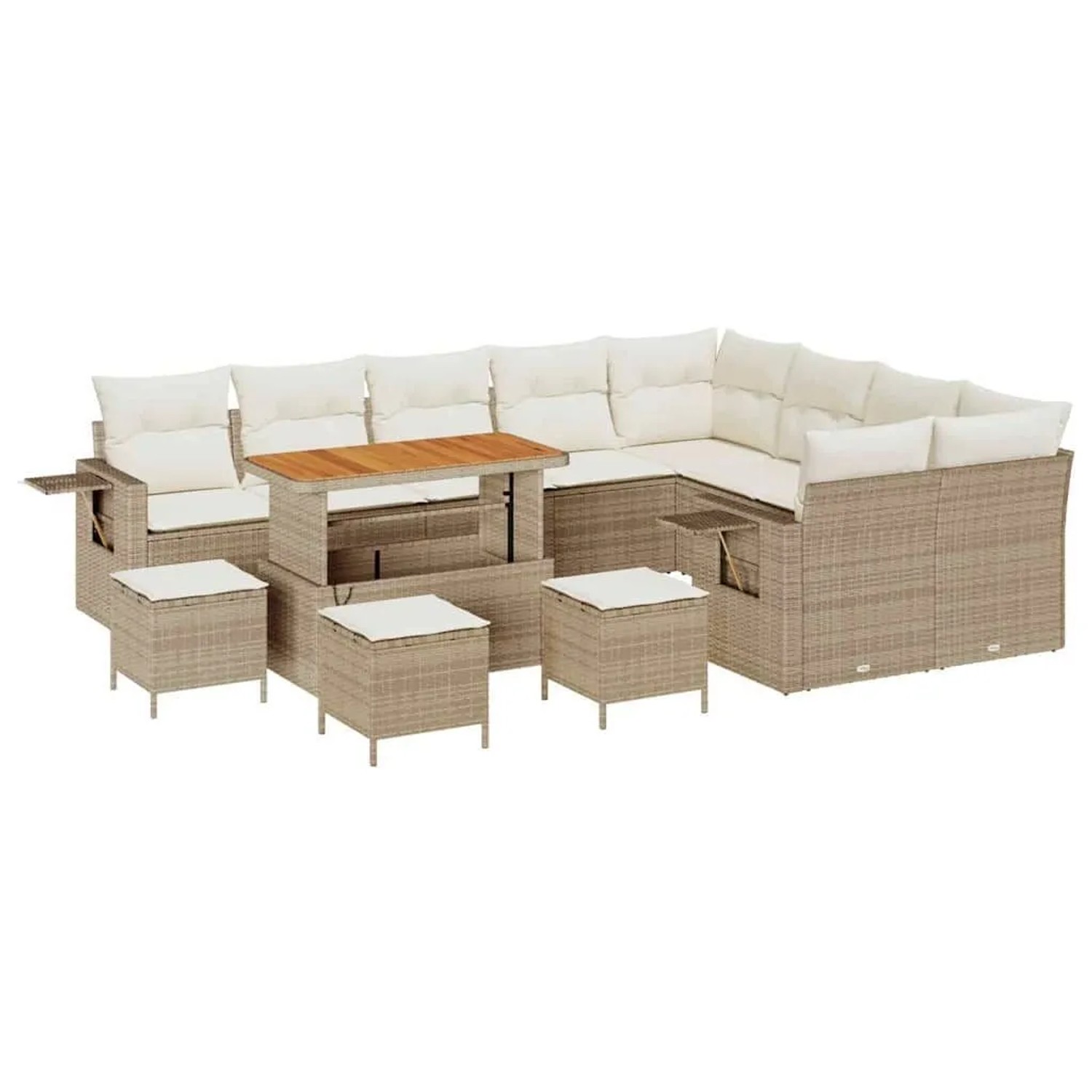 vidaXL Gartensofa-set mit Kissen 13-Tlg Beige und Creme Poly-Rattan 3363741 günstig online kaufen