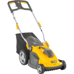 Stiga Elektro-Rasenmäher Combi 340 c mit Fangkorb und Mulchfunktion, gelb/grau.