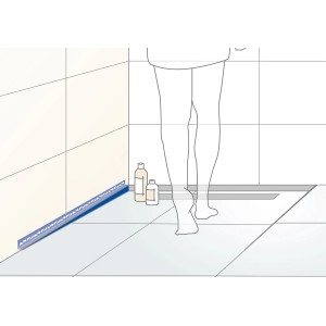 Dural Wandanschluss-Gefällekeil ShowerGK Links, Edelstahl, für bodengleiche Dusche.