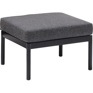 Hocker des Lounge-Sets Skipton: Teakholz-Gestell, anthrazitfarbene Auflage. Ideal für Balkonmöbel.