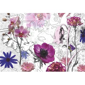 Komar Fototapete Purple, 368x254 cm, mit Blumenmuster für Wandgestaltung.