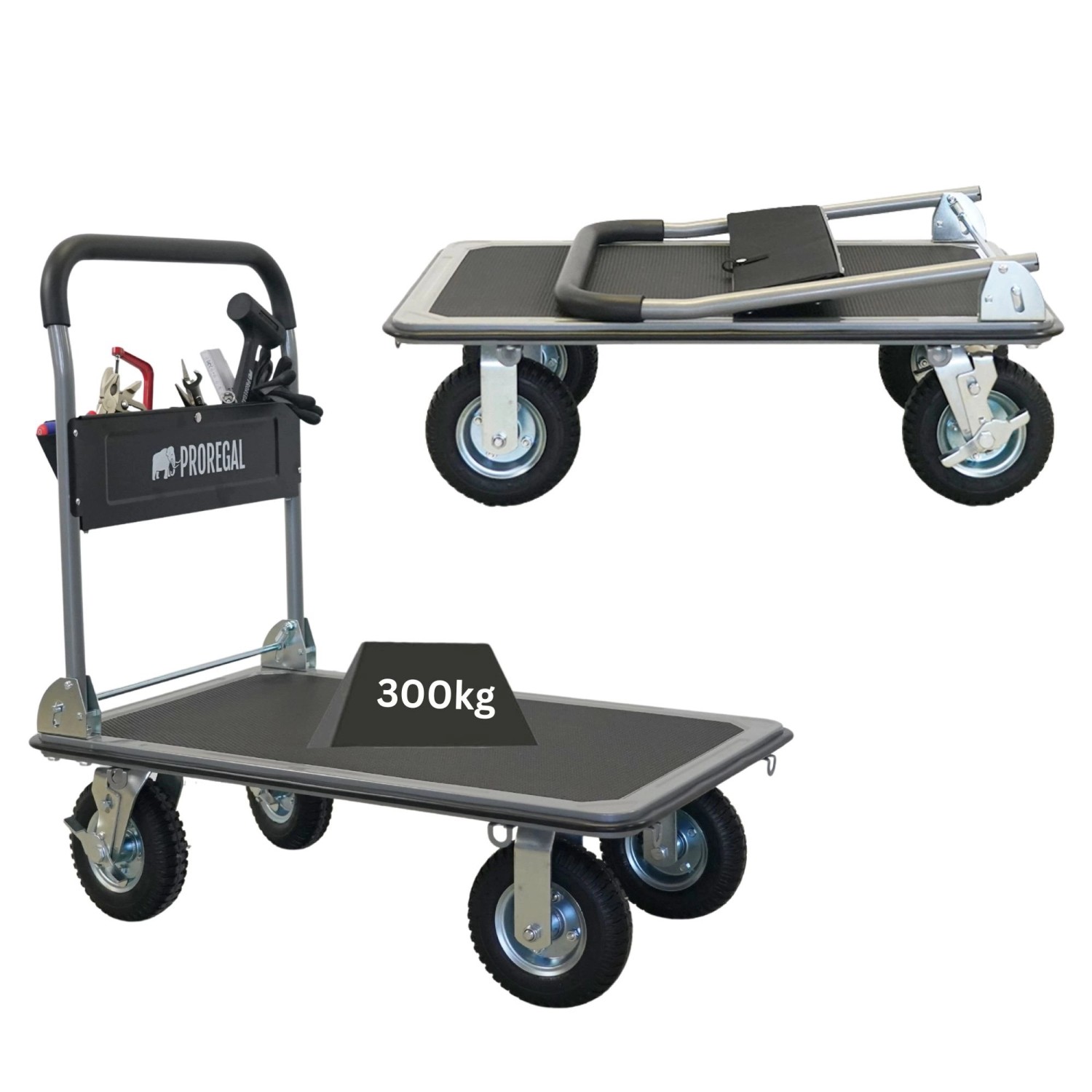 PROREGAL Klappbarer Profi-Transportwagen BIG RHINO 300 Werkzeugtasche & 6 S günstig online kaufen