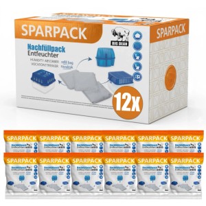 BigDean 12x 400g Luftentfeuchter Nachfüllpack Feuchtigkeitskiller Feuchtigkeit Stopper Nachfüllbeutel Granulat Universelle Ersatzbeutel