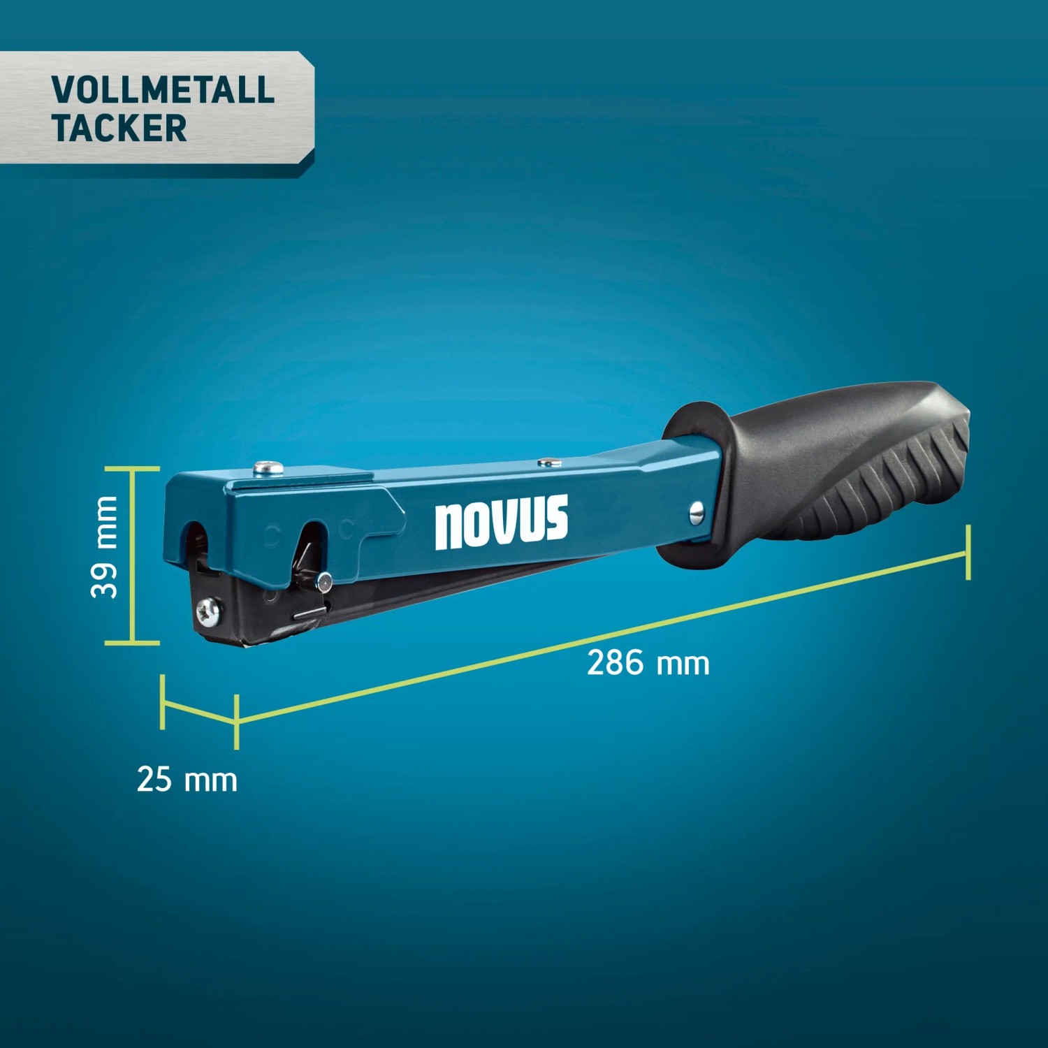 Novus Hammertacker J-022, Premium-Tacker aus Metall für Klammern Typ H (4-6mm), blau/schwarz.