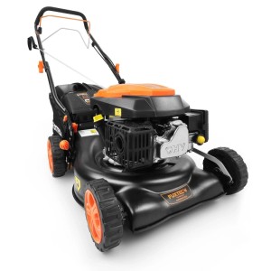 FUXTEC Benzin Rasenmäher RM4346, schwarz-orange, 42 cm Schnittbreite, 40 L Fangkorb, 3in1 Funktion.