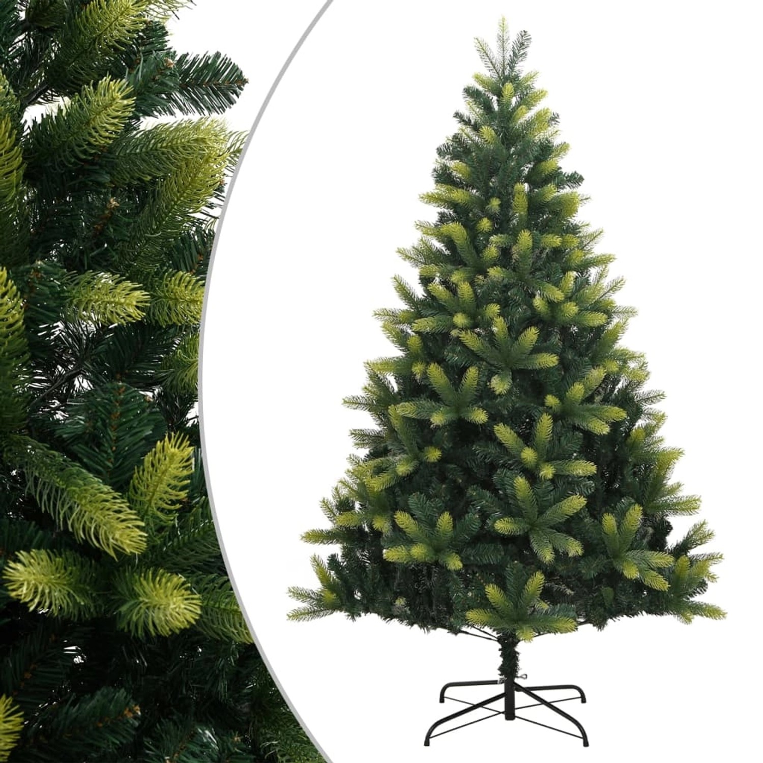 Künstlicher, klappbarer Weihnachtsbaum, 210 cm, hell- und dunkelgrün, mit Ständer.