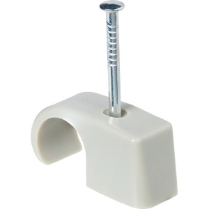 Nagelschelle (Ø 10-14 mm) mit Nagel zur Kabelbefestigung.