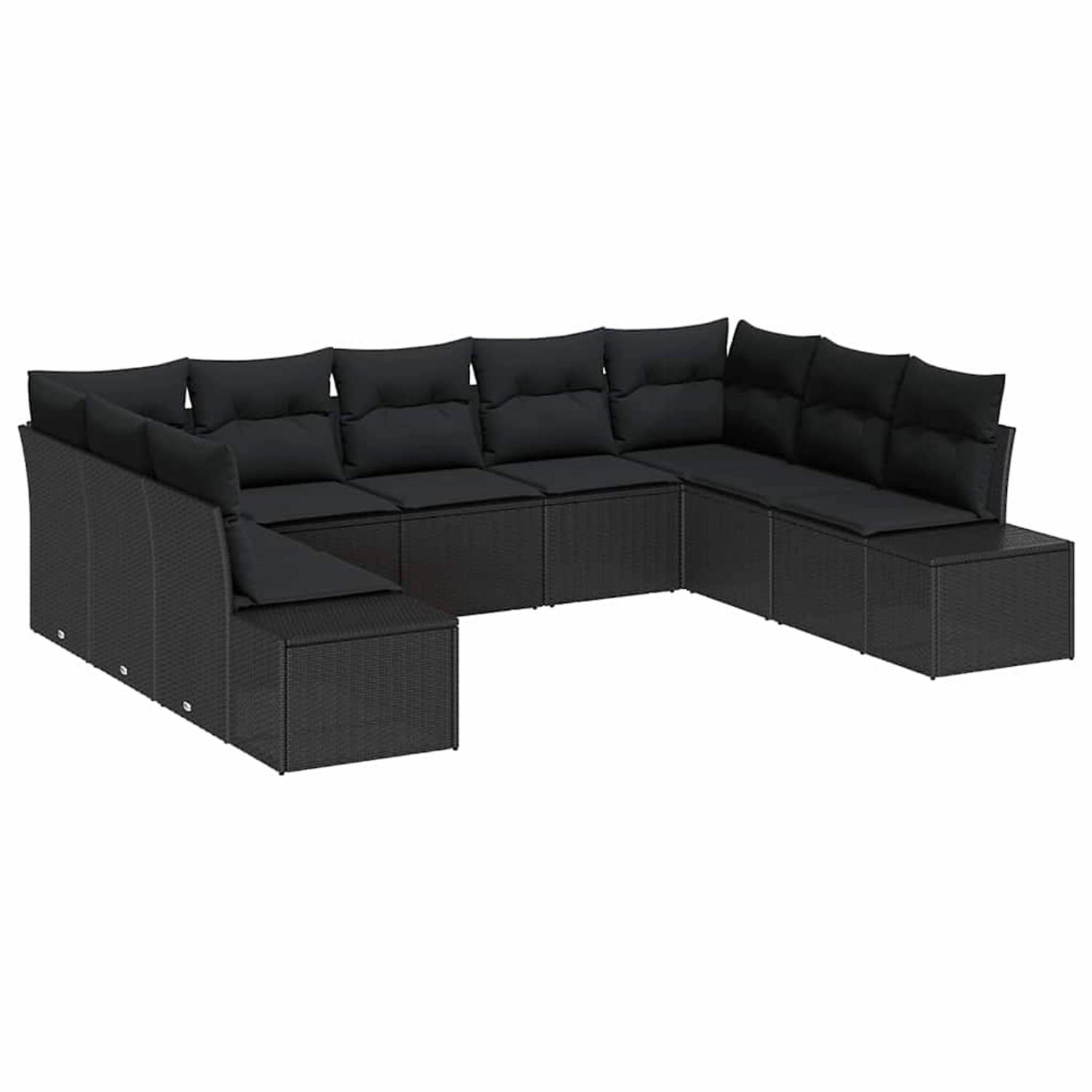 vidaXL Garten-Sofa-Set mit Kissen 9-Tlg Schwarz Poly Rattan 3347223 günstig online kaufen