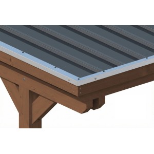 Skan Holz Carport Emsland Caravan Stahl-Dachplatten 402 cm x 604 cm Nussbaum