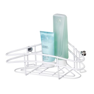 Wenko Eckablage Classic Plus, Stahl, weiß, mit Duschgel und Shampoo. Badregal zur Wandmontage.