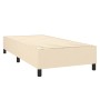 Cremefarbenes vidaXL Boxspringbett 100x200 cm mit Lattenrost und schwarzen Füßen.