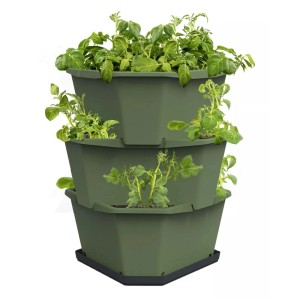 Gusta Garden Kartoffelturm Paul Potato Hochbeet 3 Etagen mit Untersetzer Dunkelgrün
