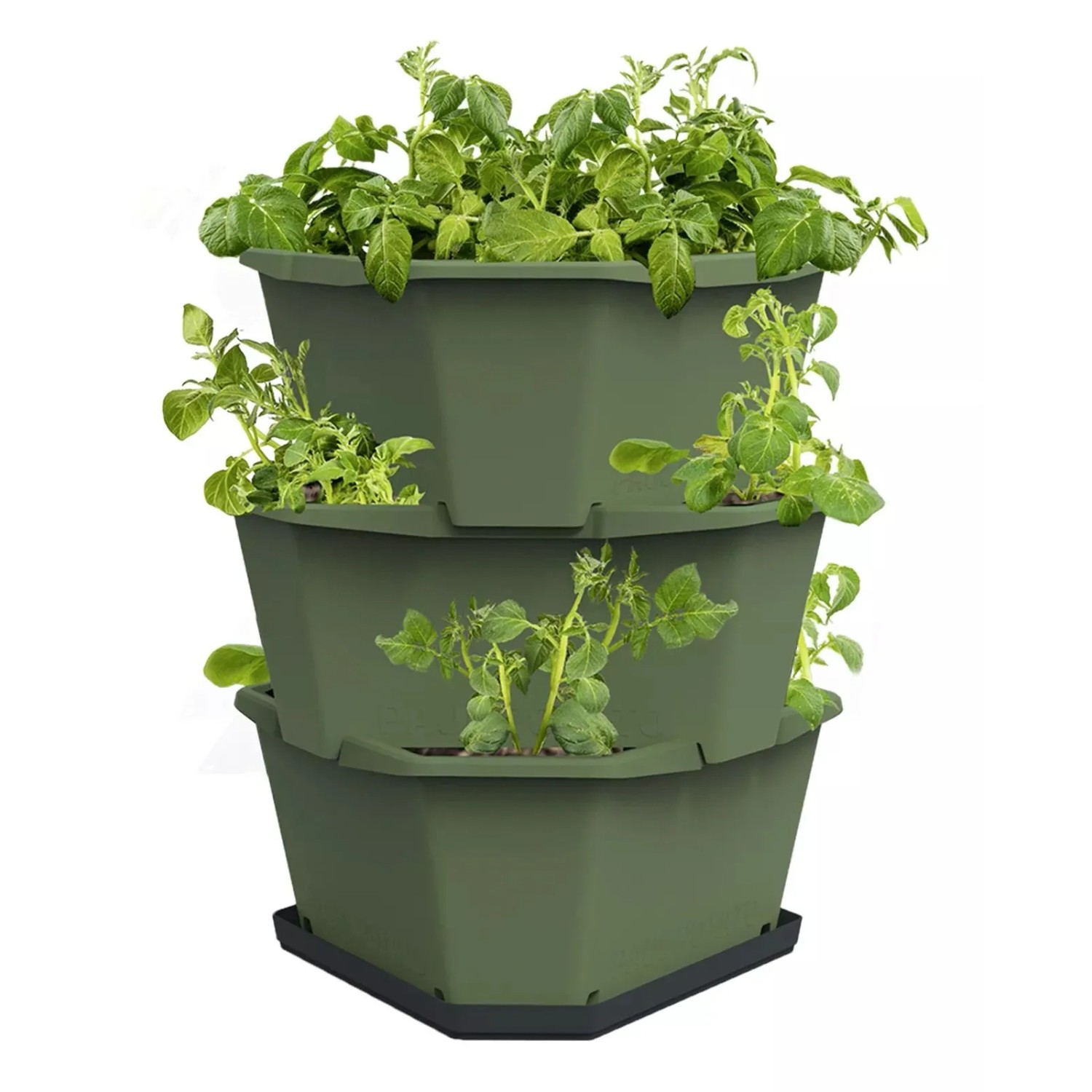 Gusta Garden Kartoffelturm Paul Potato Hochbeet 3 Etagen Mit Untersetzer Dunkelgrün