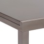 Detailaufnahme Gartentisch des Merxx Tinetto 7-tlg. Gartenmöbel-Sets mit brauner Glasplatte und Metallgestell.