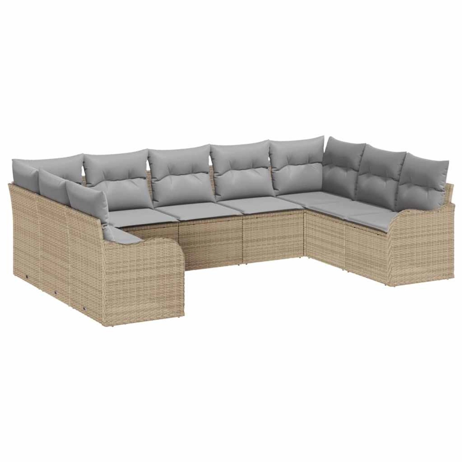 vidaXL Garten-Sofa-Set mit Kissen 9-Tlg Beige Poly Rattan 3345860 günstig online kaufen