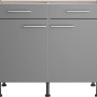 Optifit Unterschrank Mats825, 100 cm, Basaltgrau, mit Schubladen und Türen für die Küche.
