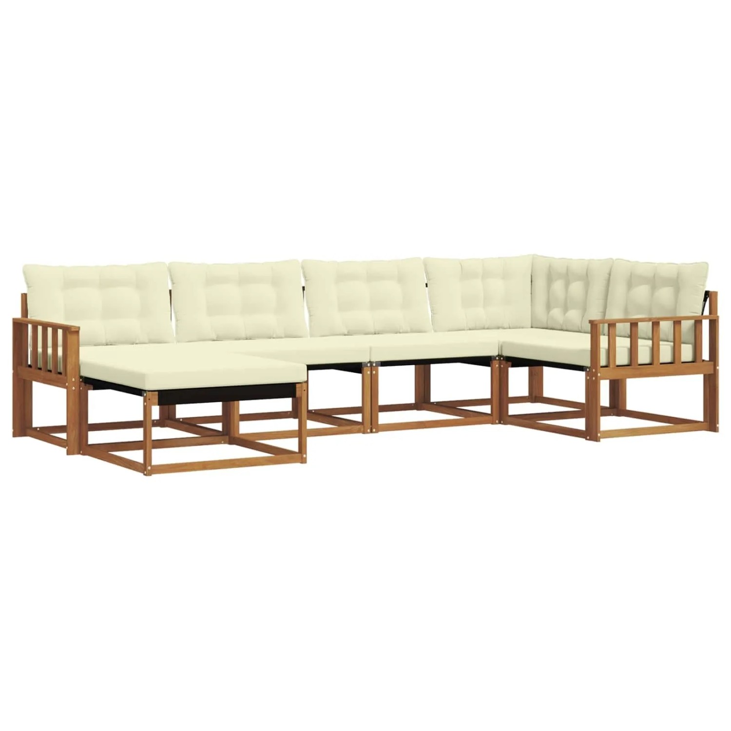 vidaXL Outdoor-Sofagarnitur 18-Tlg Natur und Creme Massivholz Akazie 3369621