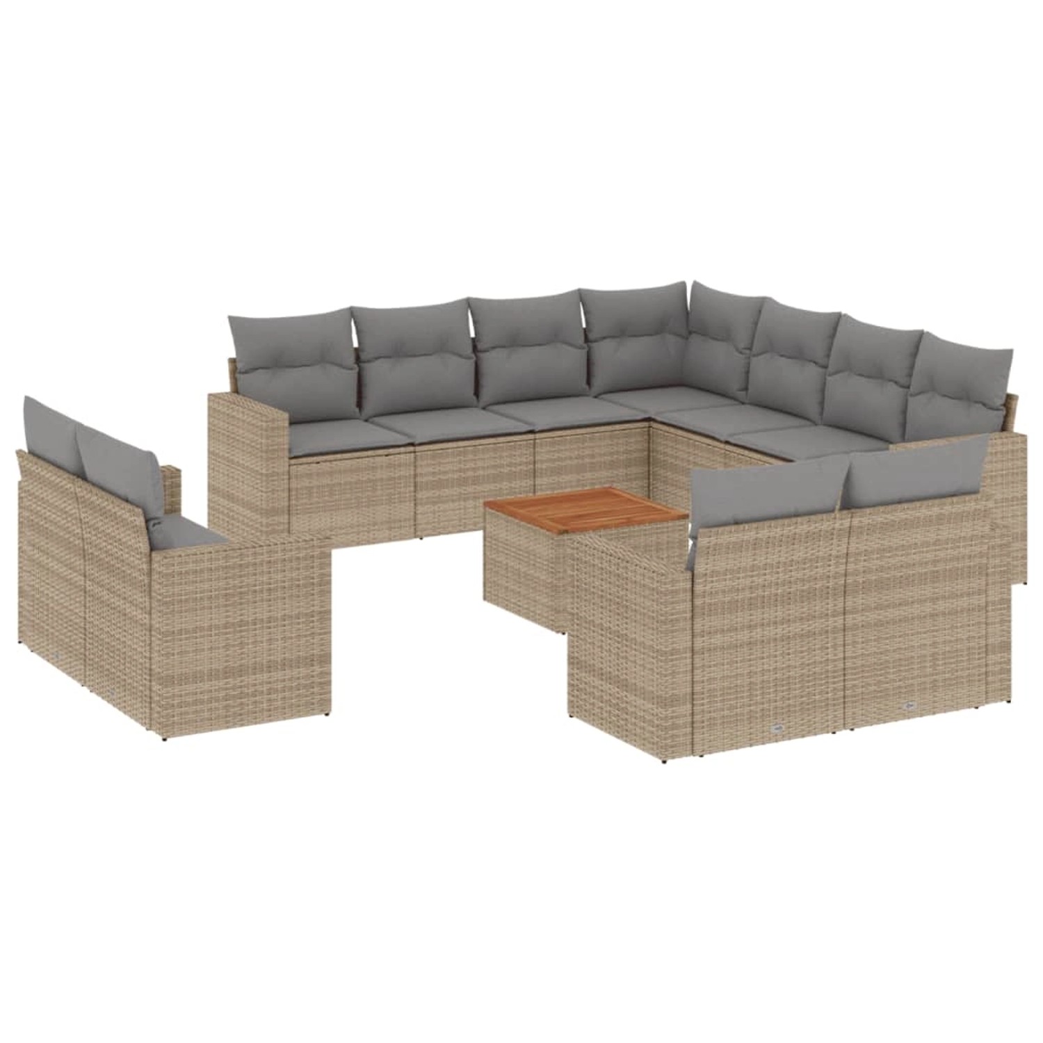 vidaXL 12-Tlg Garten-Sofagarnitur mit Kissen Beige Poly Rattan 3256717 günstig online kaufen