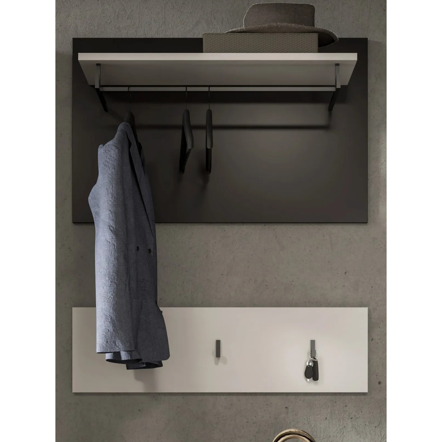 Inn.Furn Garderobenpaneel Set in Weiß und Grau 80 cm Cooper_2