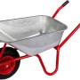 Bau-Schubkarre mit 100 l Mulde und rotem Rahmen, Tragkraft 160 kg.
