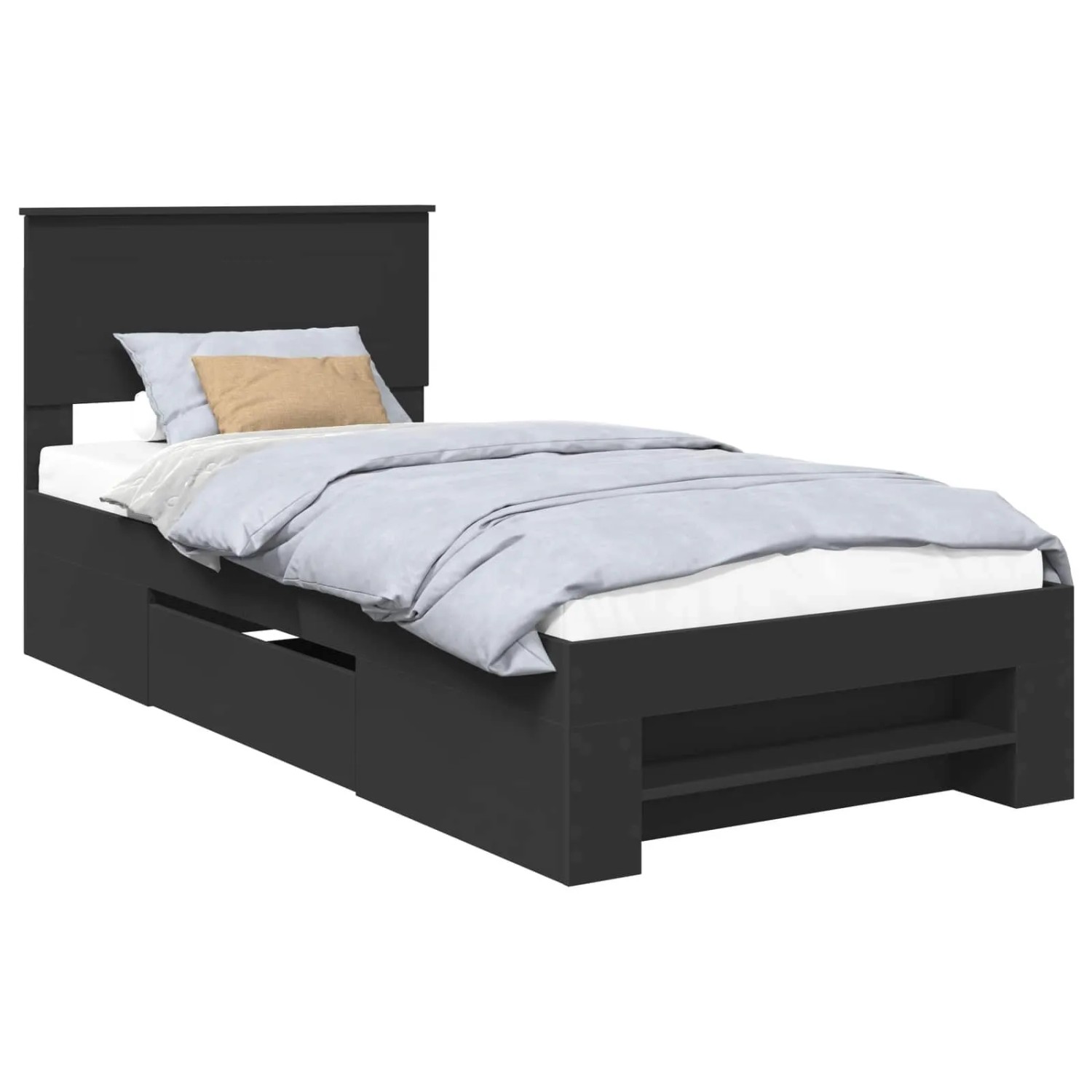 vidaXL Bettrahmen mit Kopfteil Schwarz 80 x 200 cm Holzwerkstoff 3408810