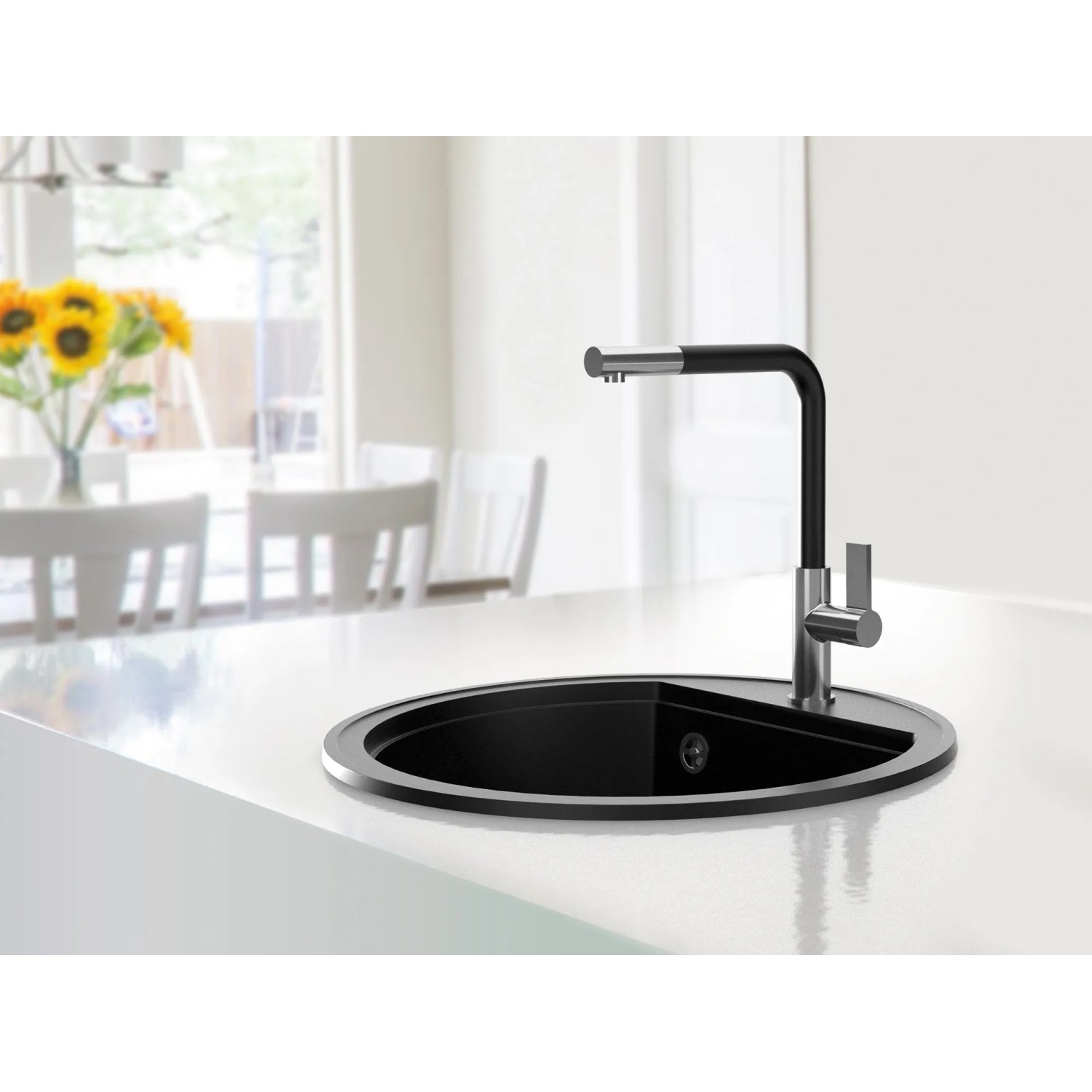 Muiceon Unterbauspüle 81,3 Cm – Mattschwarz, Granit-Verbundstoff, Einzelbecken, Inkl. Zubehör