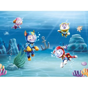 Sanders & Sanders Fototapete Paw Patrol Blau mit den Paw Patrol Welpen unter Wasser.