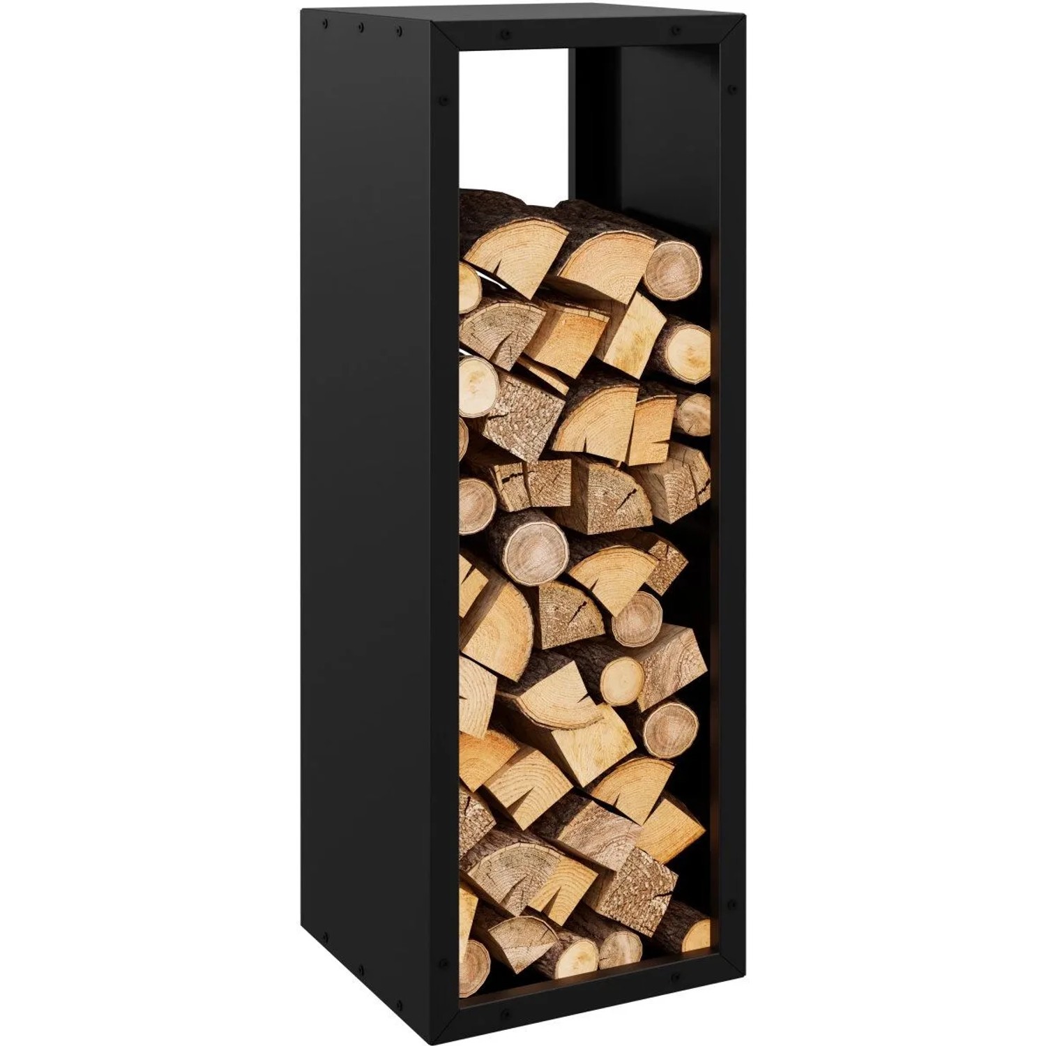 BLACK OAK Kaminholzregal YELLOWSTONE – Modernes Holzregal aus Stahl Pulverbeschichtet für Kaminholz Innenbereich, Stabil & Zeitlos